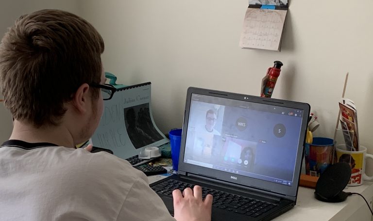 Boy at computer screen